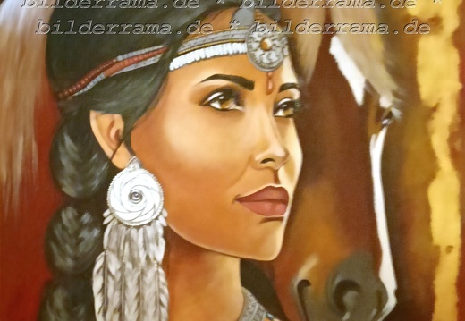 Indianerin-mit-Pferd , Größe 1 x 1 m